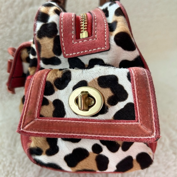 COACH VERY RARE VINTAGE Ocelot Calf Hair Leopard Print Satchel - Picture 4 of 8